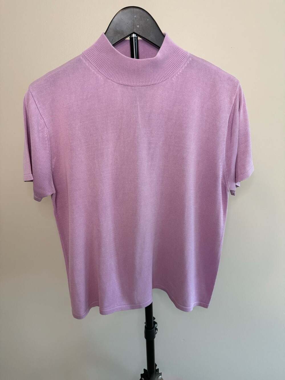 August Silk Knits 100% Silk Mock Neck Short Sleeve Pullover